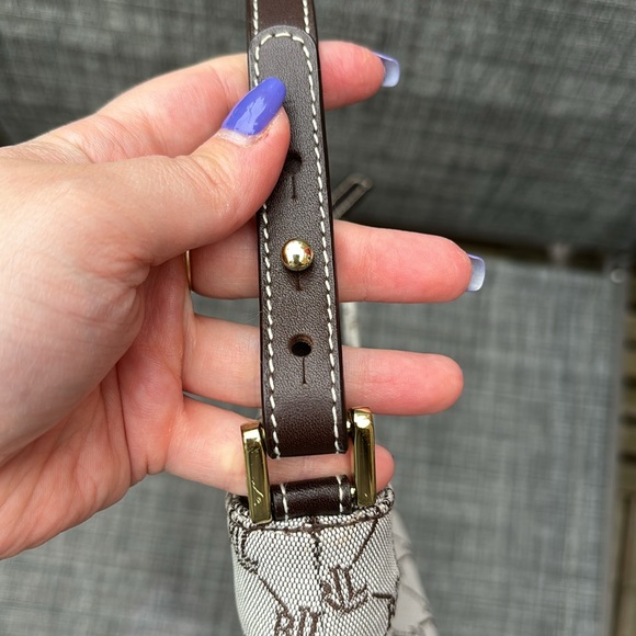 Vintage Y2K Lauren Ralph Lauren Monogram Cotton Canvas Mini Shoulder Bag - Picture 4 of 9